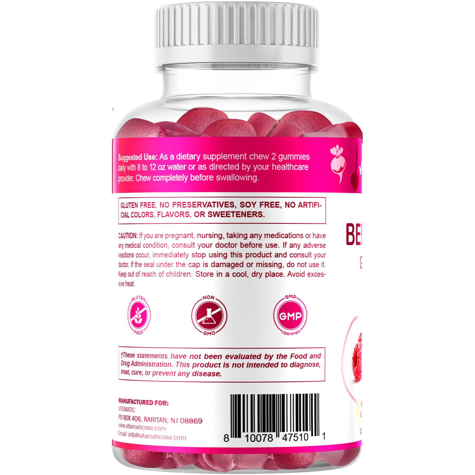Vitamatic | Beet Root 3000mg Per Serving | 60 Gummies