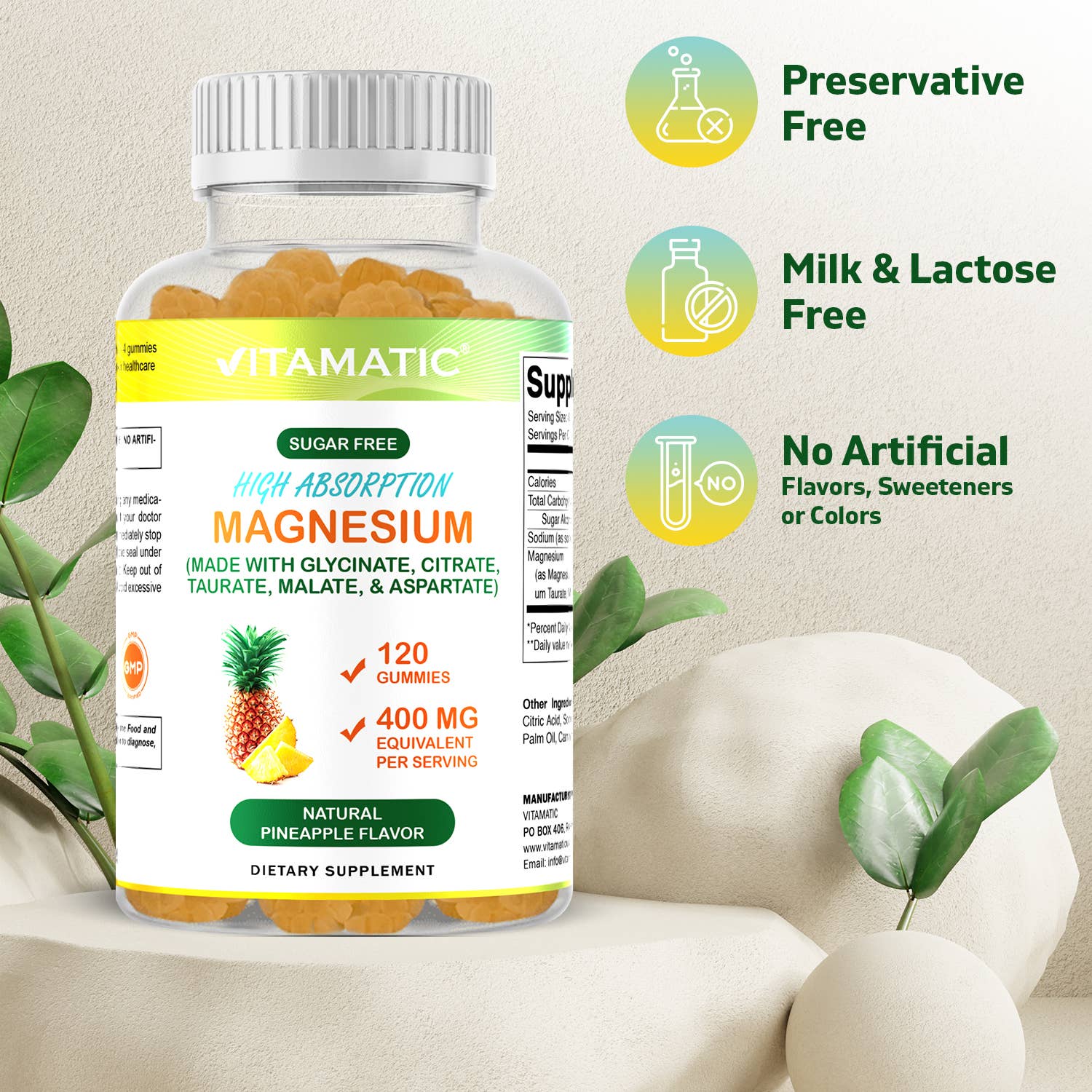 Vitamatic | Magnesium 400mg per Serving | 120 Gummies