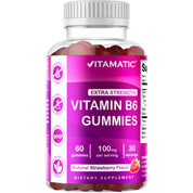 Vitamatic | Vitamin B6 100mg | Strawberry Flavor| 60 Gummies