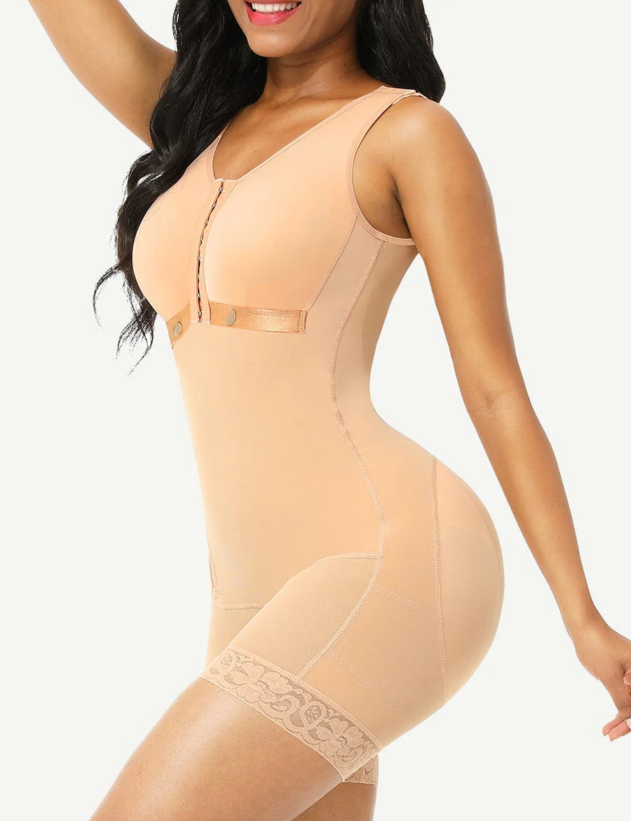 Full Body Shaper Glue Zipper Open Crotch Lace Firm Foundations