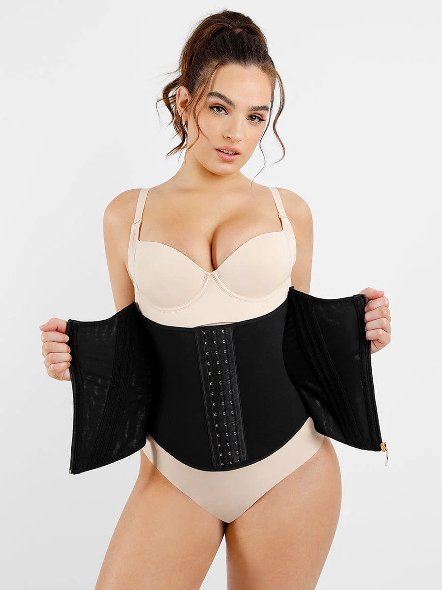Smooth look Fat Burning Front Double Layer Zipper Tummy Control Waist Trimmer