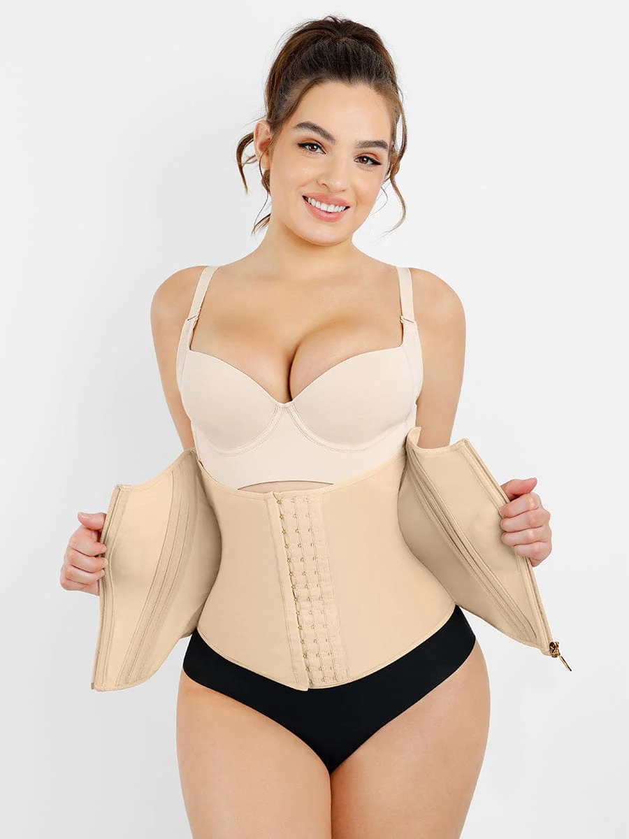 Smooth look Fat Burning Front Double Layer Zipper Tummy Control Waist Trimmer